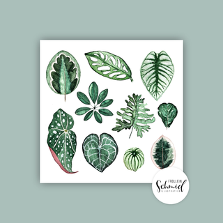 Postcard 148x148mm print leaves by Frollein Schmid